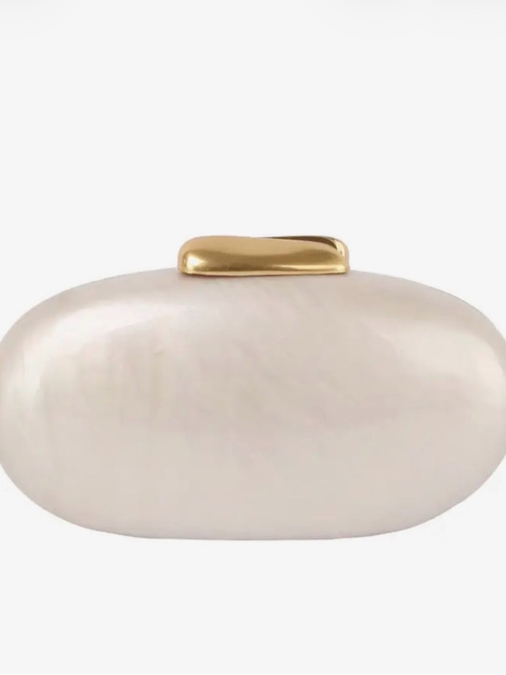 Zara pearl white clutch with gold clasp